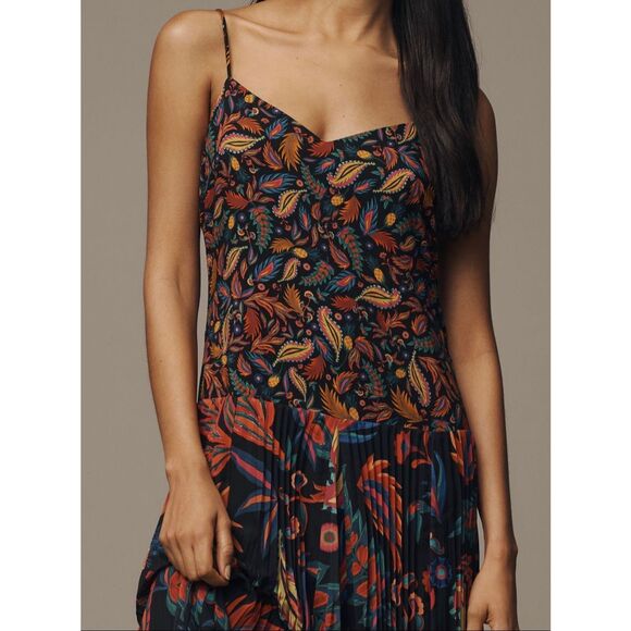 Farm Rio for Anthropologie Pleated Skirt Midi Slip Dress MSRP:$228 - Picture 3 of 14